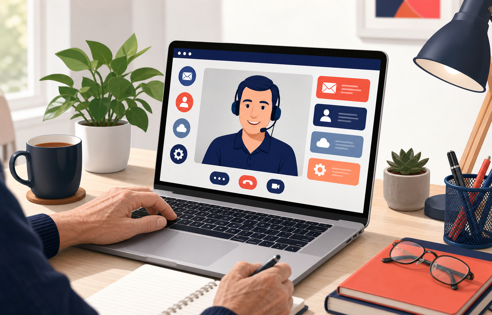 Video call support for email, account and software help